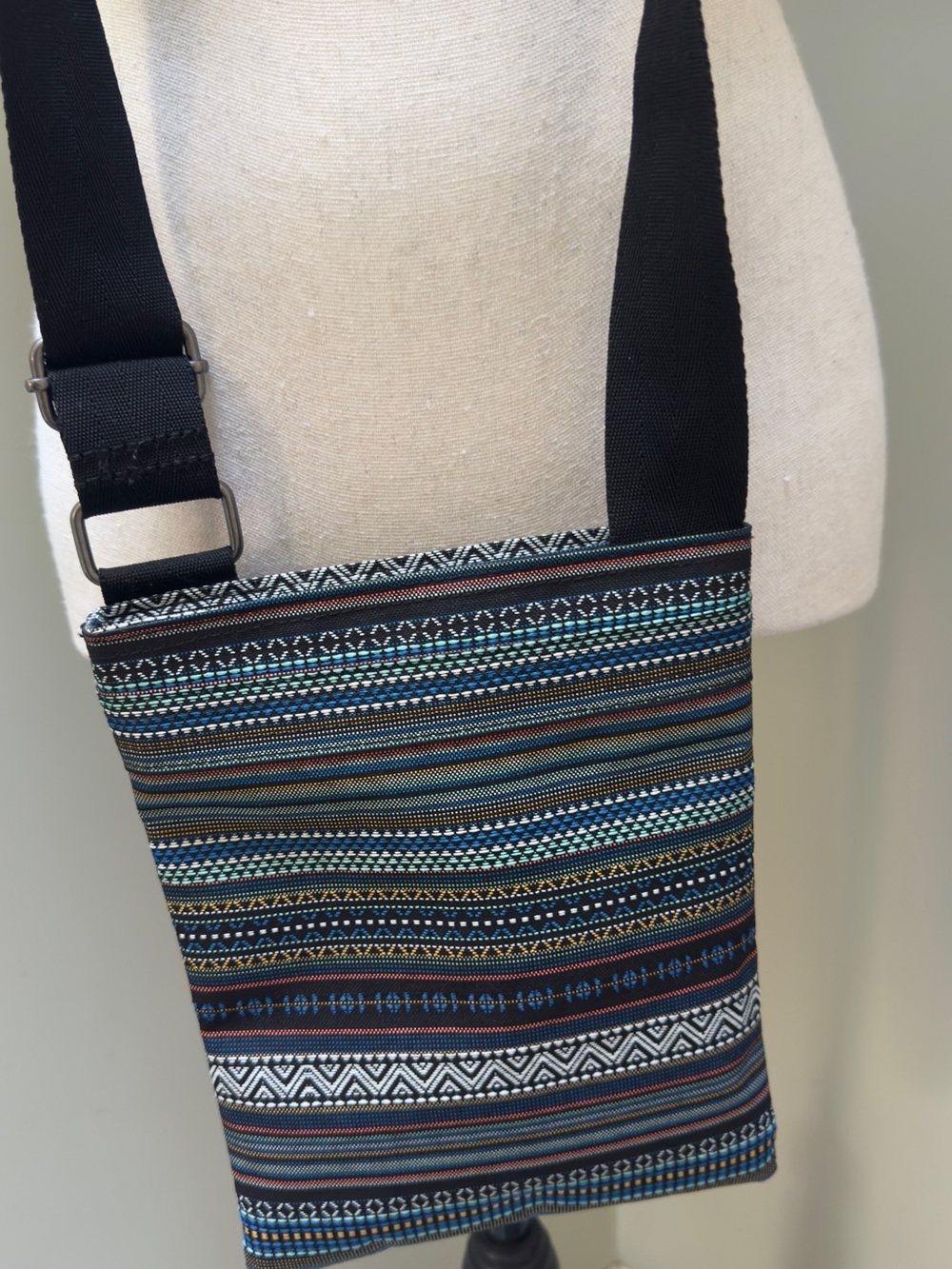 Striped Geometric Patterned Crossbody Bag